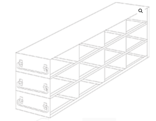 stainless steel laboratory freezer drawer rack for 2 inch cryo boxes four deep by three high