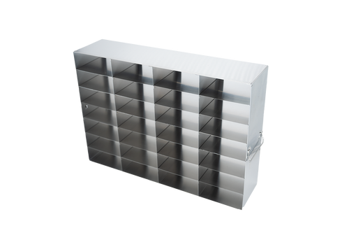 stainless steel laboratory freezer rack for 2 inch cryo boxes 28 boxes in a 7 tall by 4 deep configuration 