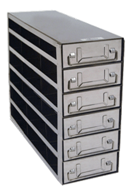stainless steel laboratory freezer drawer rack for 2 inch cryo boxes three deep and six high for panasonic ult freezers 18 boxes
