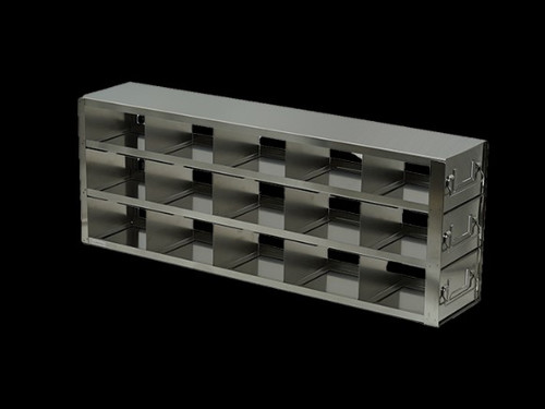 stainless steel laboratory drawer freezer rack for 3 inch cryo boxes 15 boxes in a five deep by three high configuration 