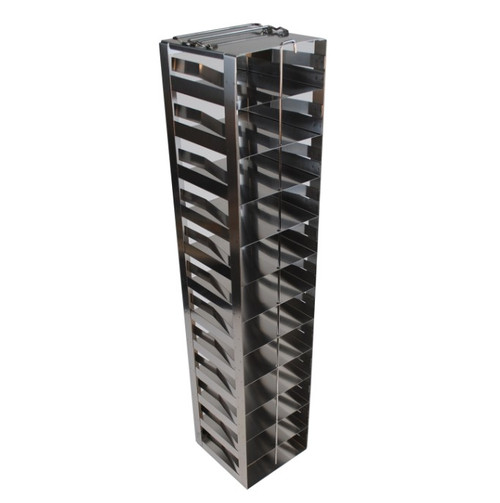 vertical freezer rack with spring locking clip for chest freezers holds 2 boxes 