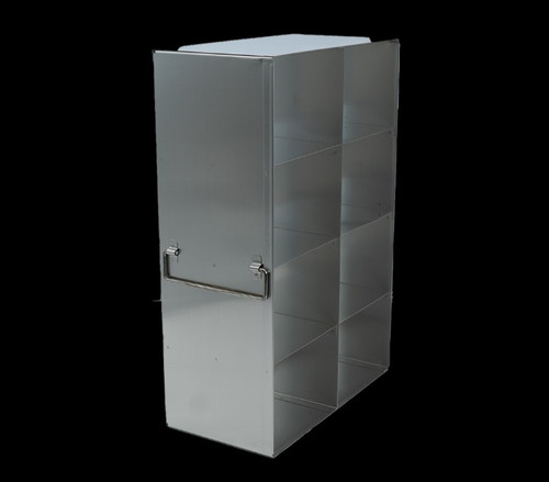 [FR-2-4-375] stainless steel freezer rack for 3 75 high standard boxes two deep by four high 8 cryo boxes 